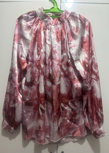 Pembe Uzun Kollu Bağlama Desenli Kadın Bluz - Görsel 2