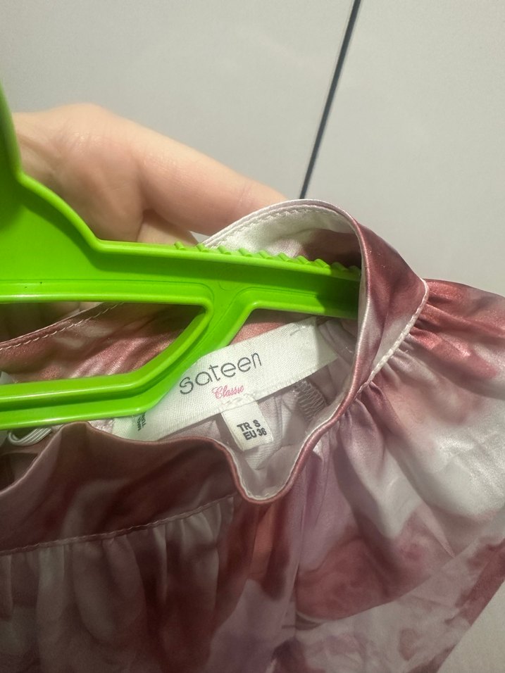 Pembe Uzun Kollu Bağlama Desenli Kadın Bluz - Görsel 5