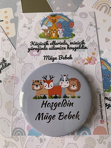 Hoşgeldin bebek Doğum günü konsepti hediyelik açıcaklı magnet