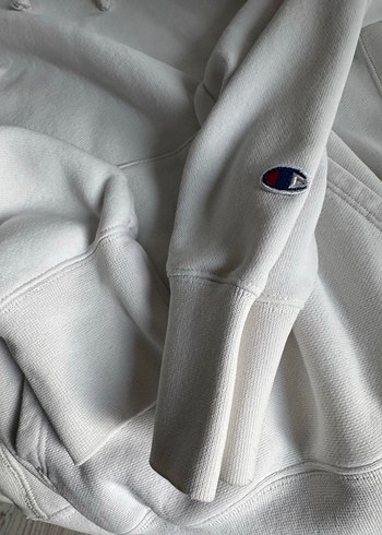 Champion marka orjinal Beyaz Kadın Kapüşonlu Sweatshirt - Görsel 3