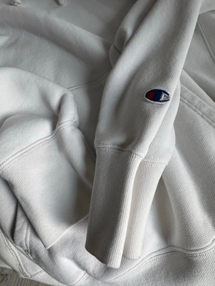 Champion marka orjinal Beyaz Kadın Kapüşonlu Sweatshirt - Görsel 3