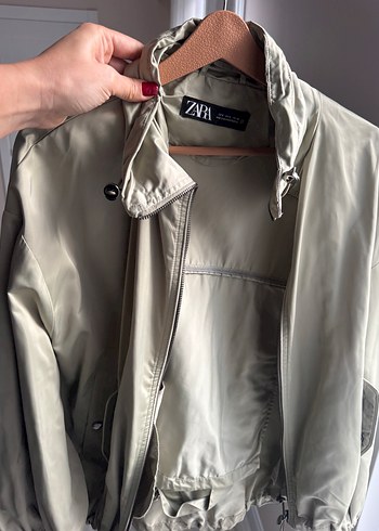 Yeşil renk fermuarlı ince ceket - Görsel 2