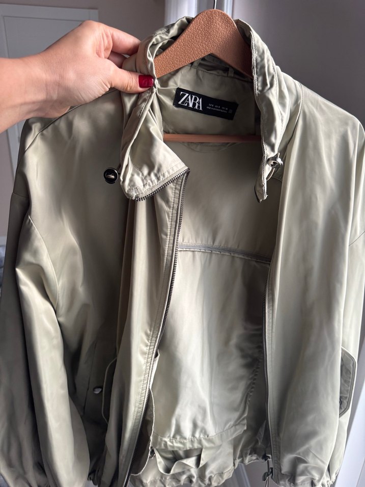 Yeşil renk fermuarlı ince ceket - Görsel 2