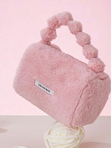 Peluş makyaj çantası - pembe