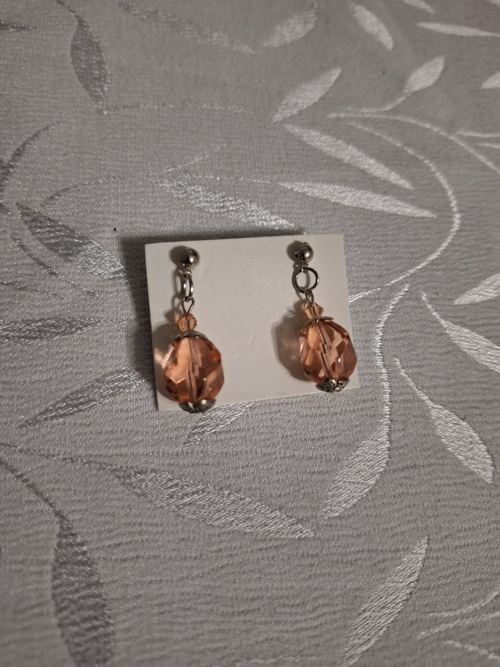 Şeffaf Taşlı Rose Altın Sallantılı Küpe — görsel 5/5