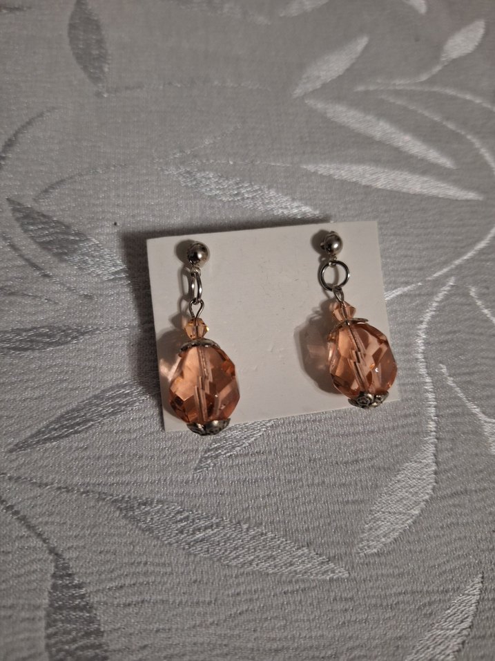 Şeffaf Taşlı Rose Altın Sallantılı Küpe — görsel 4/5