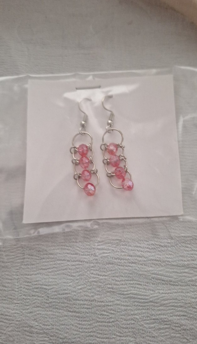 Pembe Kelebekli Gümüş Sallantılı Küpeler — görsel 4/4