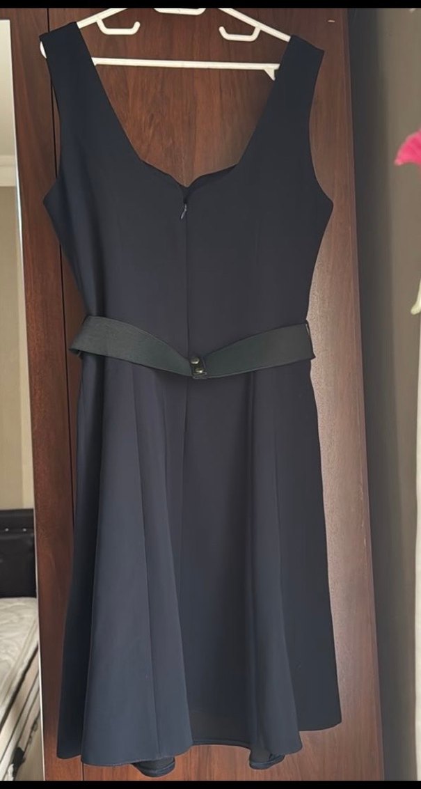 Kemer Detaylı, Kısa Lacivert Kadın Elbise - Görsel 2