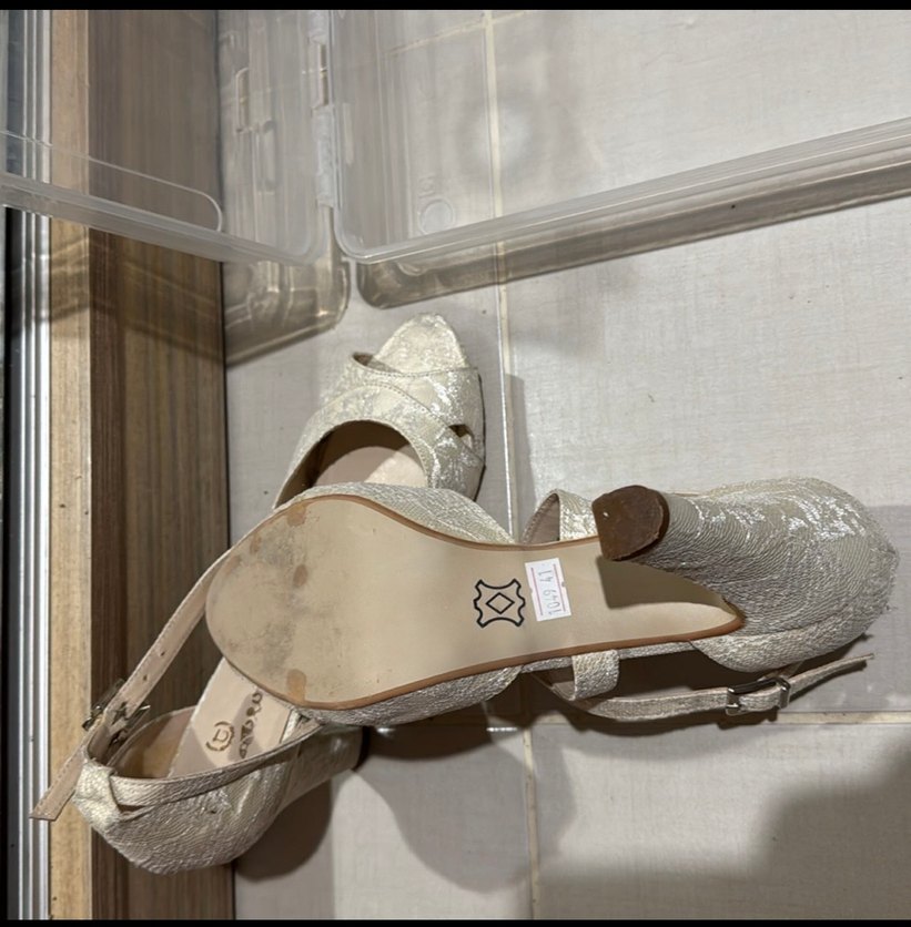 Beyaz Dantel Detaylı Stiletto Abiye Ayakkabı - Görsel 4