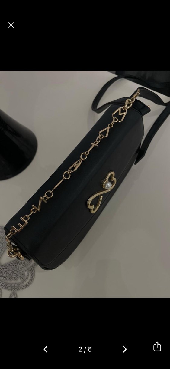 Siyah Deri Fiyonklu Kadın Çanta - Görsel 2