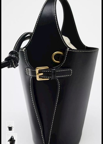 Siyah Deri Kadın  orijinal zara Omuz Çantası - Görsel 2