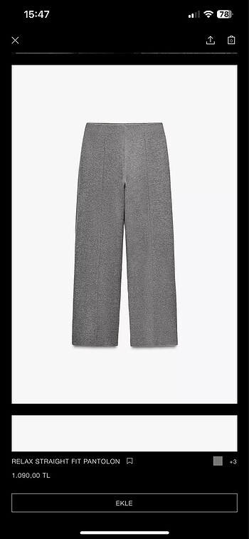 Zara ZARA RELAX STRAIGHT FİT PANTOLON