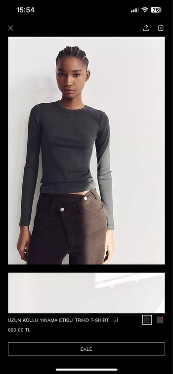 Zara ZARA UZUN KOLLU T-SHIRT