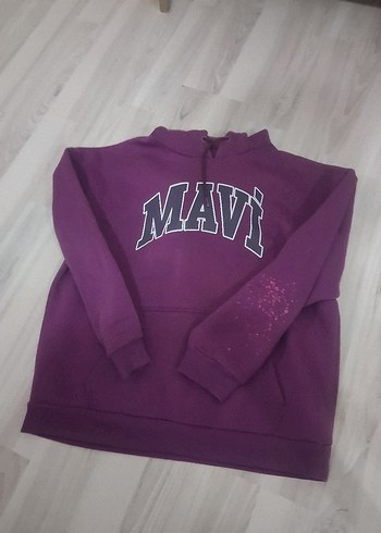 Mavi Baskılı Mor Kapüşonlu Sweatshirt - Görsel 4
