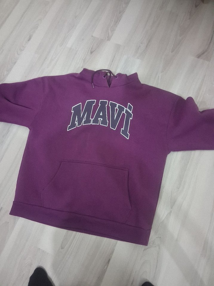 Mavi Baskılı Mor Kapüşonlu Sweatshirt - Görsel 2