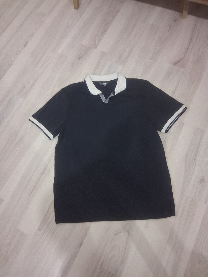 lacivert Beyaz Yaka Erkek Polo Tişört - Görsel 2