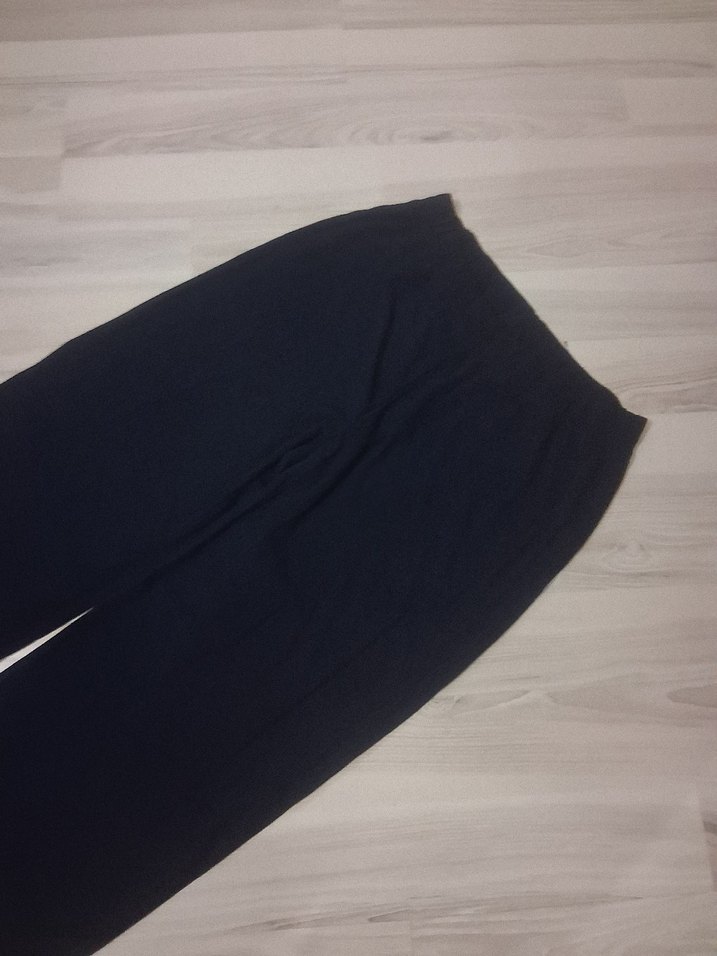 Kadın Siyah Keten Pilili Midi Kumaş Pantolon 2 adet - Görsel 4