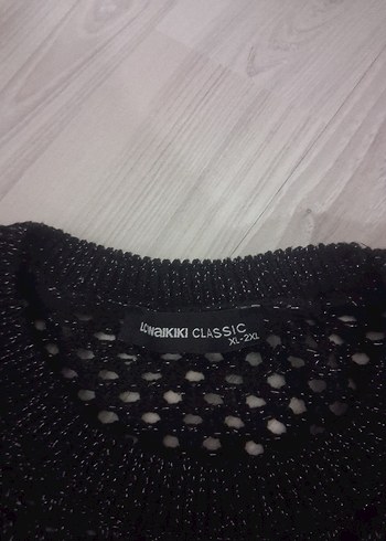 Siyah Örgü Kadın Kazak simli - Görsel 2