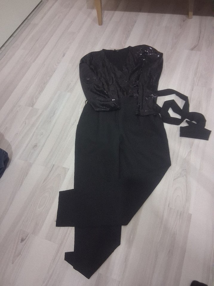 Siyah Parlak Uzun Abiye TULUM - Görsel 2