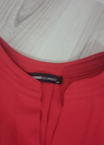 Düğmeli Kırmızı Kadın Gömlek 38 beden - Görsel 3