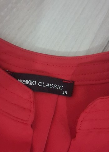 Düğmeli Kırmızı Kadın Gömlek 38 beden - Görsel 4