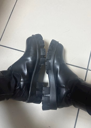 Siyah Platform Topuklu Kadın Bot - Görsel 6