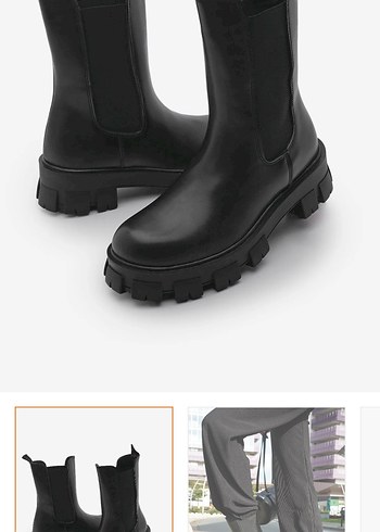 Siyah Platform Topuklu Kadın Bot - Görsel 2