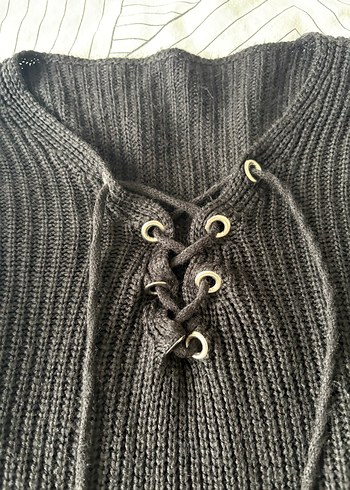 Gri Örgü Kadın Kazak, Uzun Kollu, Salaş Kesim - Görsel 2