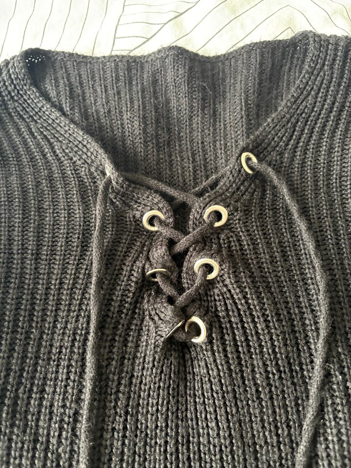 Gri Örgü Kadın Kazak, Uzun Kollu, Salaş Kesim - Görsel 2