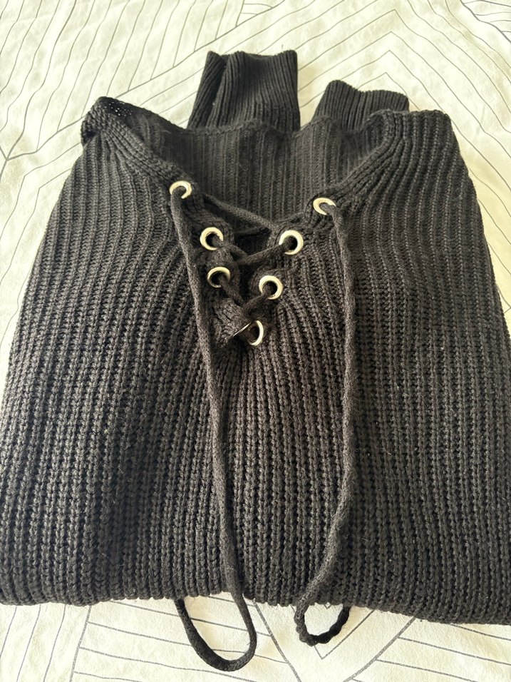 Gri Örgü Kadın Kazak, Uzun Kollu, Salaş Kesim - Görsel 4