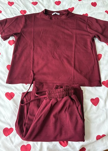 Bordo Kadın Oversize Eşofman Takımı - Görsel 2