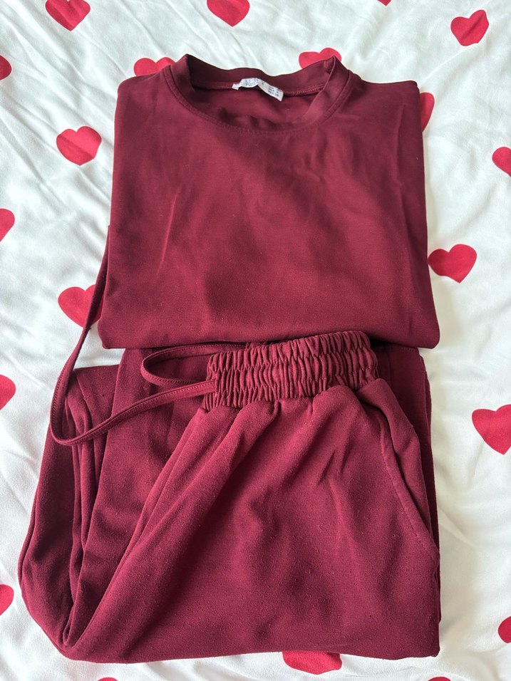 Bordo Kadın Oversize Eşofman Takımı - Görsel 3