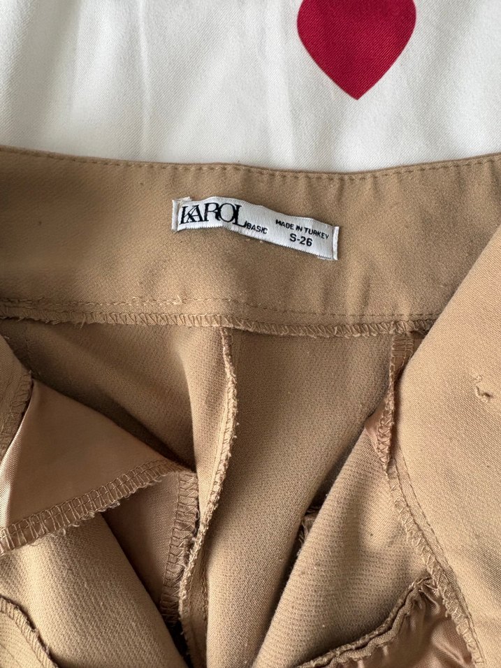 Bej Kadın Pamuk Rahat Kesim Pantolon - Görsel 4