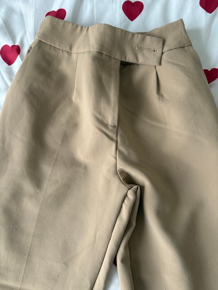 Bej Kadın Pamuk Rahat Kesim Pantolon - Görsel 2