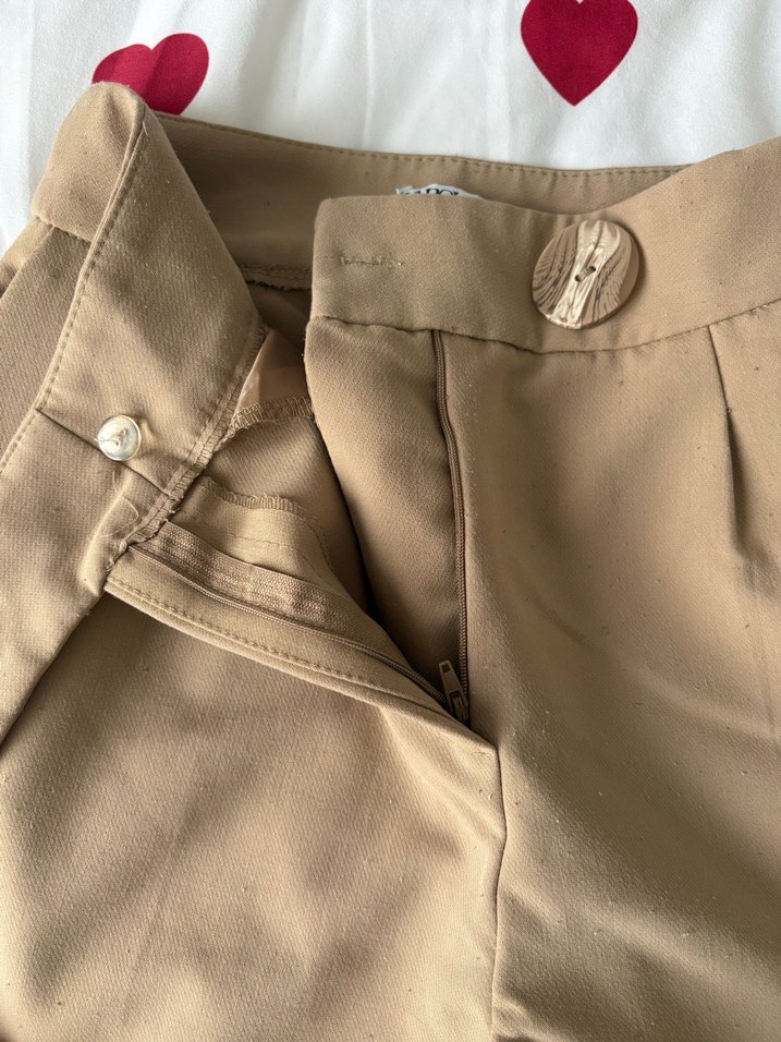 Bej Kadın Pamuk Rahat Kesim Pantolon - Görsel 3