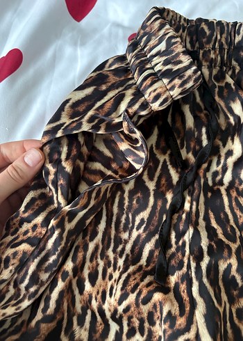 Kahverengi Leopar Desenli Kadın Pantolon - Görsel 5