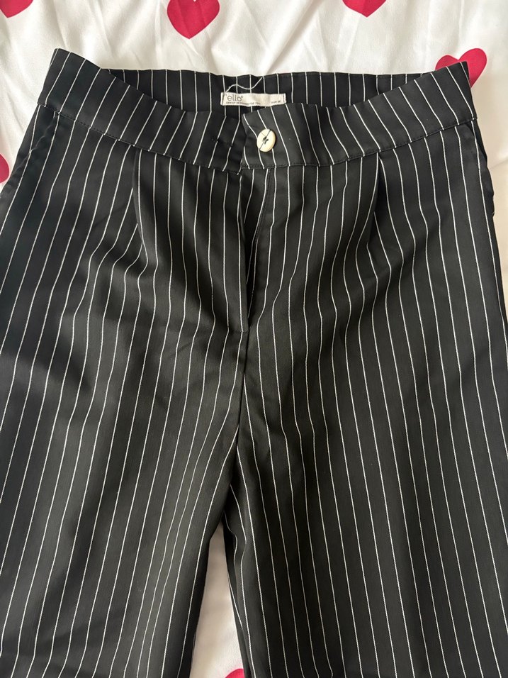 Çizgili Siyah Uzun Kadın Takım Elbise - Görsel 4