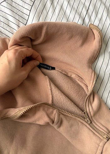 Bej Yüksek Yakalı Kadın Sweatshirt - Görsel 5