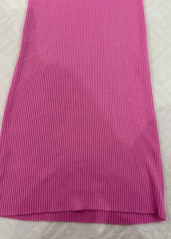 Pembe V Yaka Kemerli Uzun Elbise - Görsel 6