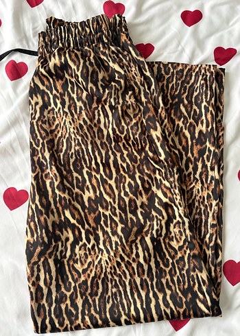 Kahverengi Leopar Desenli Kadın Kumaş Pantolon - Görsel 3