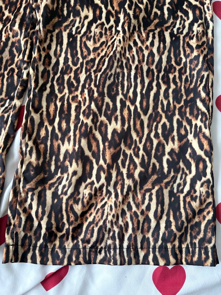 Kahverengi Leopar Desenli Kadın Kumaş Pantolon - Görsel 4