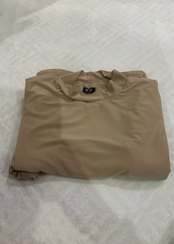 Bej Yarım Kollu Uzun Basic Elbise - Görsel 5