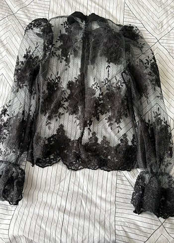Dantel İşlemeli Siyah Gotik Kadın Bluz - Görsel 5