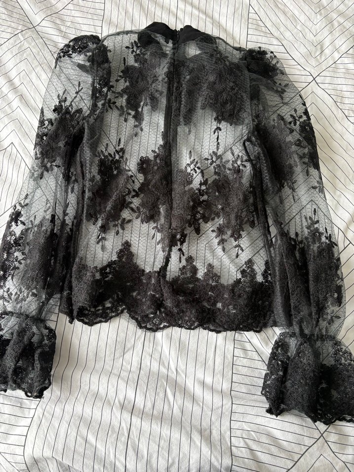 Dantel İşlemeli Siyah Gotik Kadın Bluz - Görsel 5