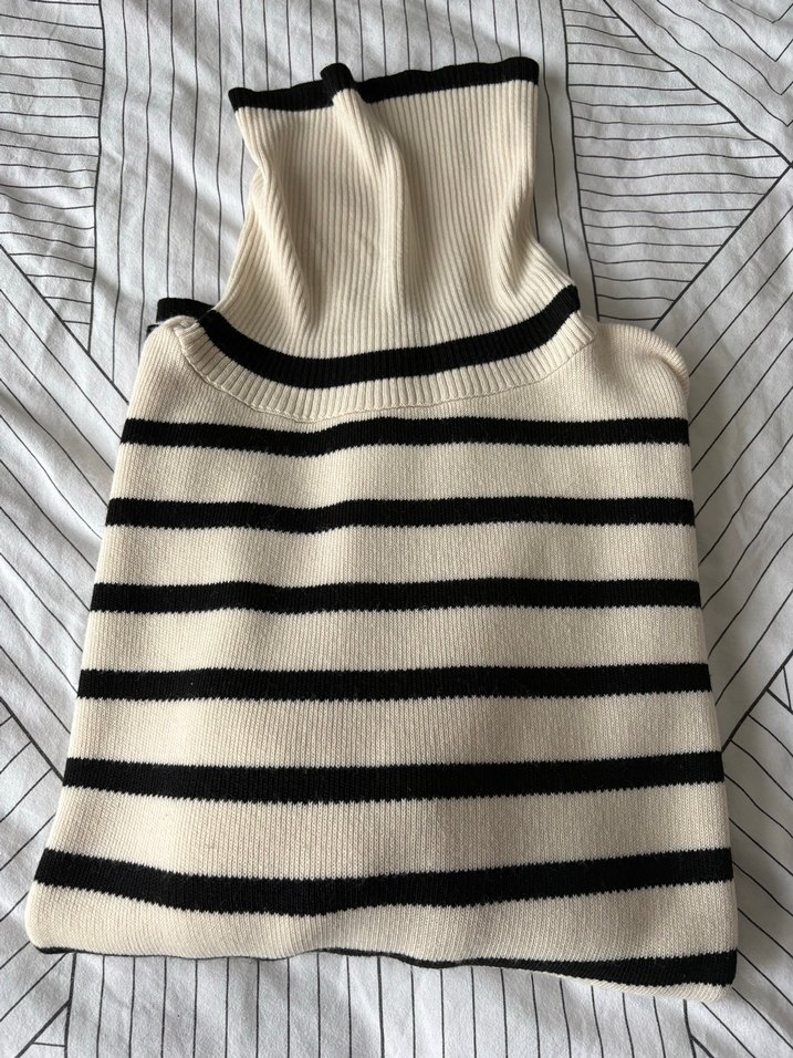 Çizgili Boğazlı Triko Kadın Kazak - Görsel 2