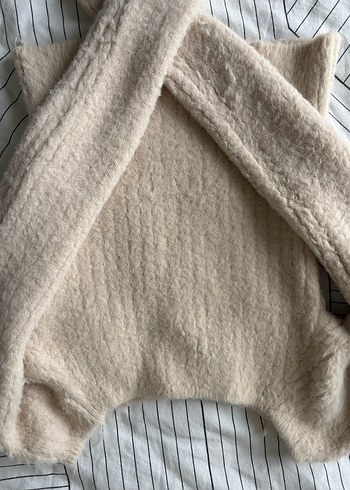 Bej Kadın Triko Uzun Kollu V Yaka Kazak - Görsel 4