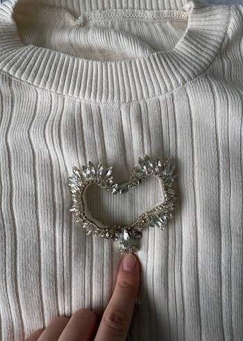 Bej Kısa Kollu Örgü Kadın Kazak - Görsel 2