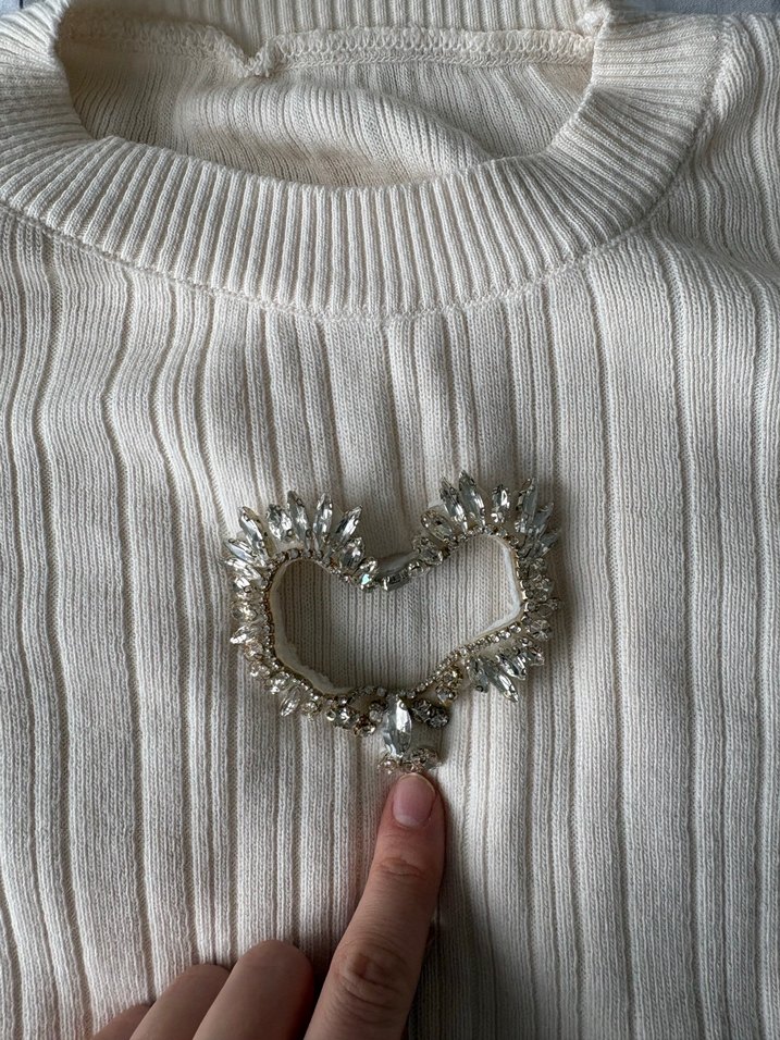 Bej Kısa Kollu Örgü Kadın Kazak - Görsel 2