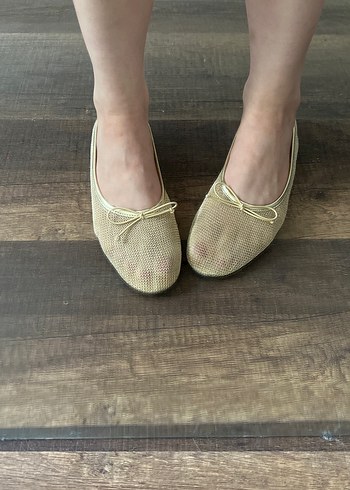 Bej Kadın Stiletto Topuklu Dantel Detaylı Babet