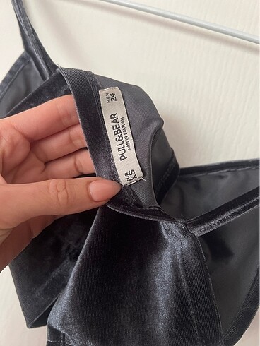 xs Beden gri Renk kadife crop